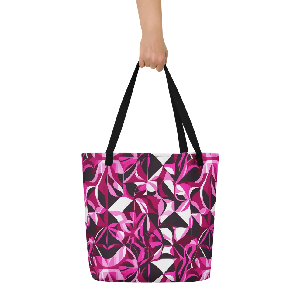 Fuchsia Kaleidoscope on Large Tote Bag W/ Pocket — Front