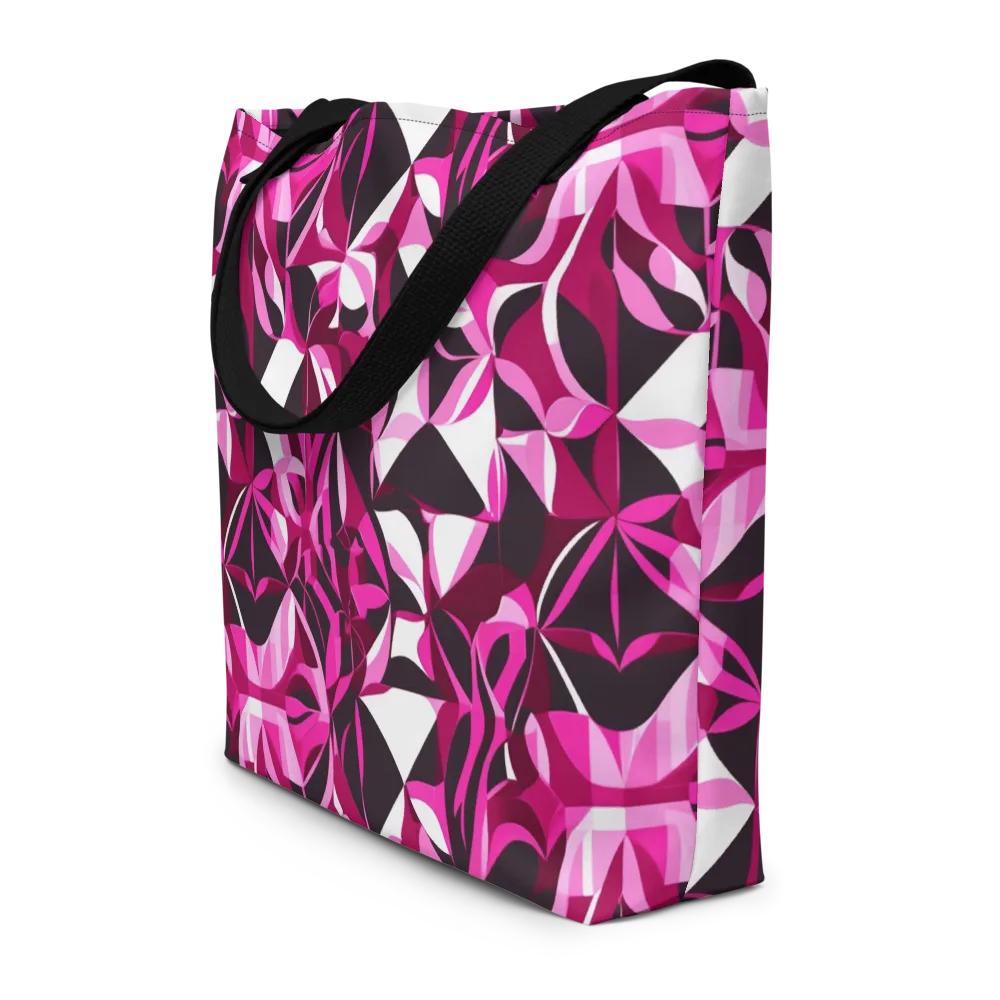 Fuchsia Kaleidoscope on Large Tote Bag W/ Pocket — Front
