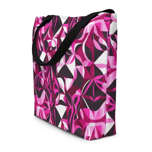 Fuchsia Kaleidoscope on a Large Tote Bag W/ Pocket