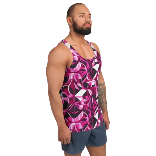 Fuchsia Kaleidoscope on a Men's Tank Top