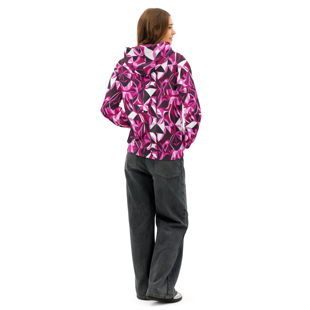Fuchsia Kaleidoscope on Cotton Hoodie — Back