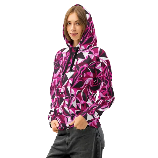 Fuchsia Kaleidoscope on a Cotton Hoodie