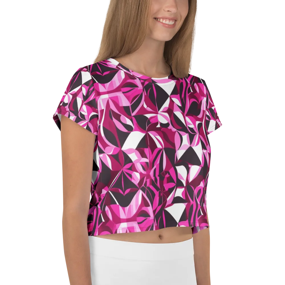 Fuchsia Kaleidoscope on Crop Tee — Right