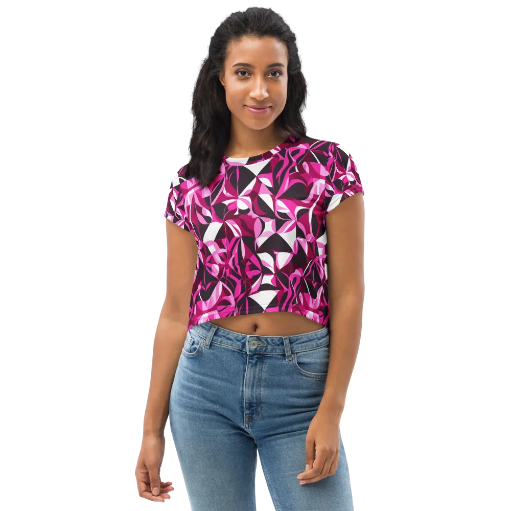 Fuchsia Kaleidoscope on Crop Tee — Front