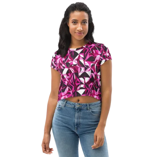 Fuchsia Kaleidoscope on a Crop Tee