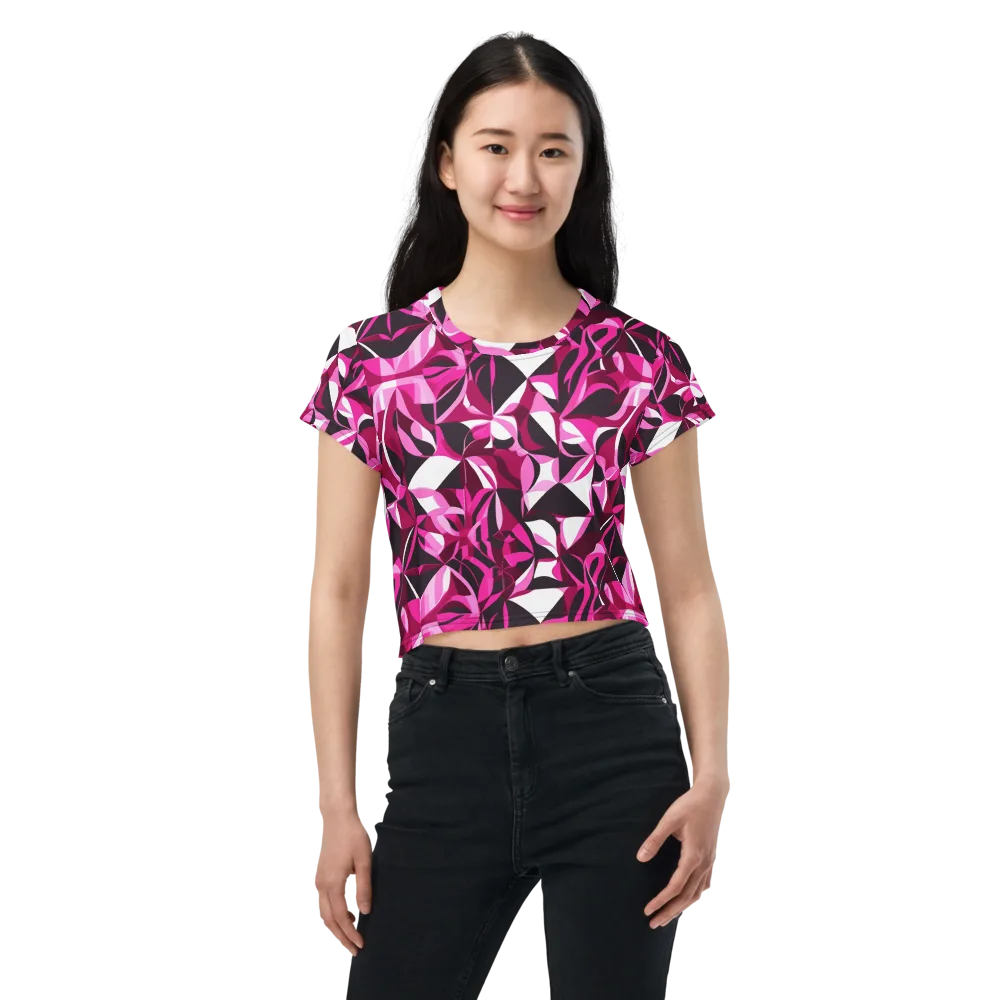 Fuchsia Kaleidoscope on Crop Tee — Front