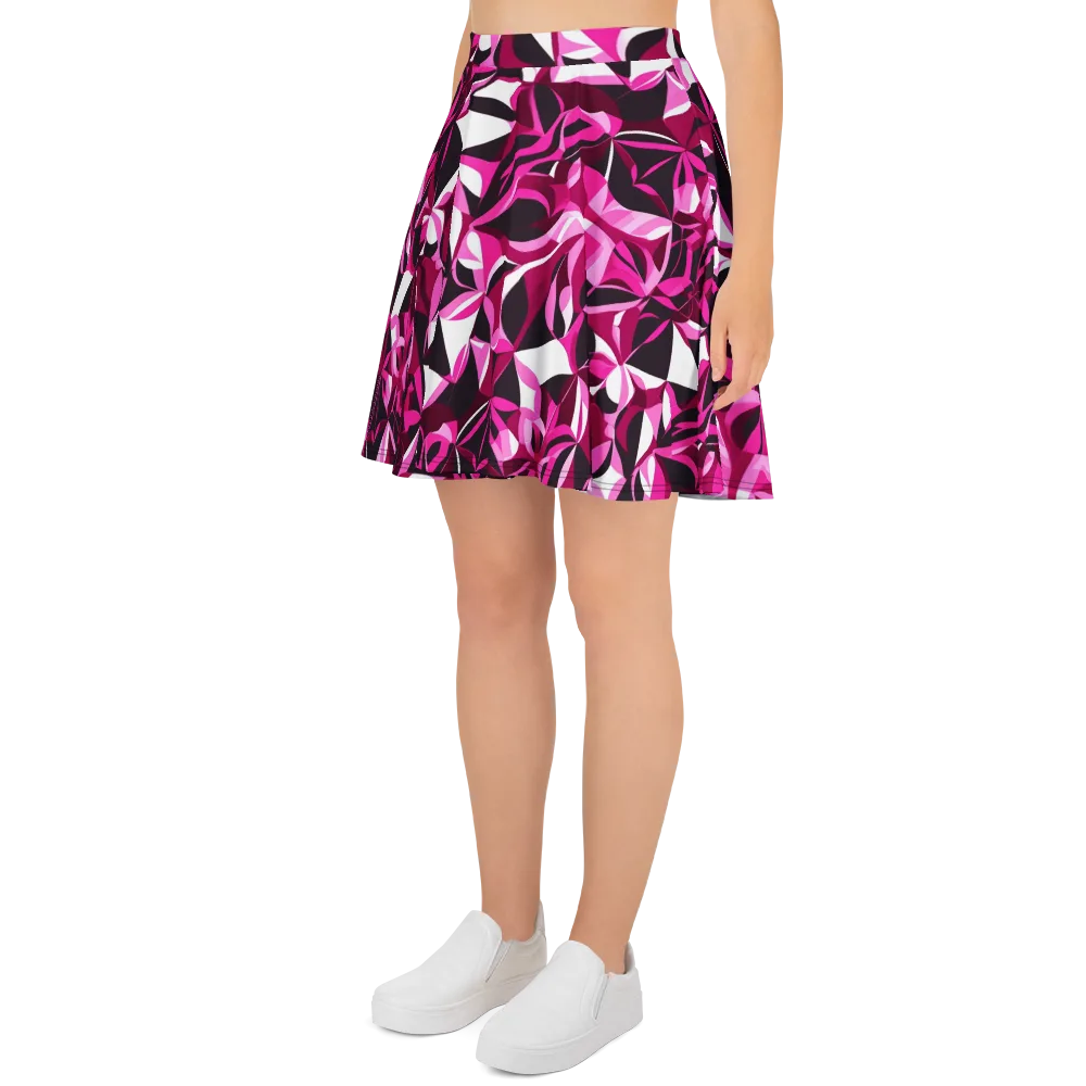 Fuchsia Kaleidoscope on Skater Skirt — Left