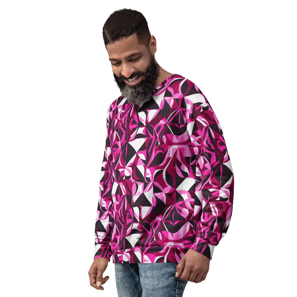 Fuchsia Kaleidoscope on Sweatshirt — Left Front