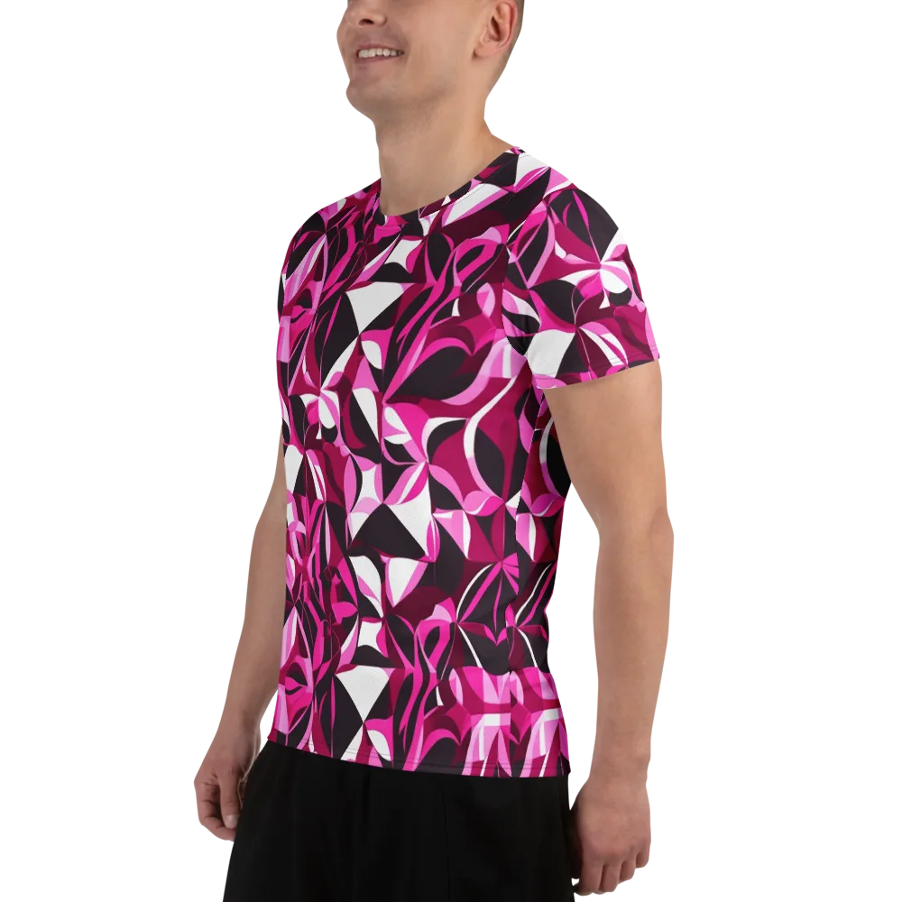 Fuchsia Kaleidoscope on Men's Athletic T-Shirt — Left
