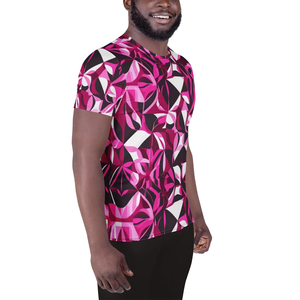 Fuchsia Kaleidoscope on Men's Athletic T-Shirt — Right