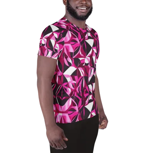 Fuchsia Kaleidoscope on a Men's Athletic T-Shirt