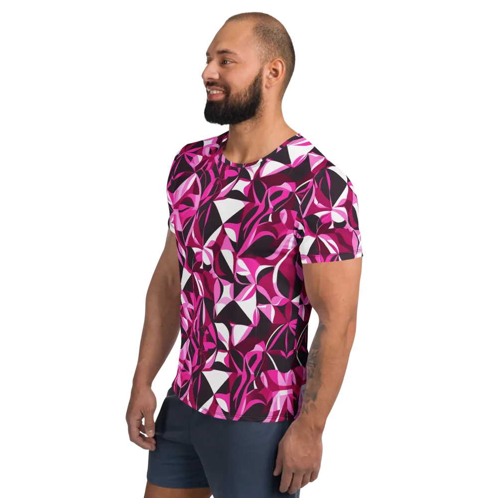 Fuchsia Kaleidoscope on Men's Athletic T-Shirt — Left