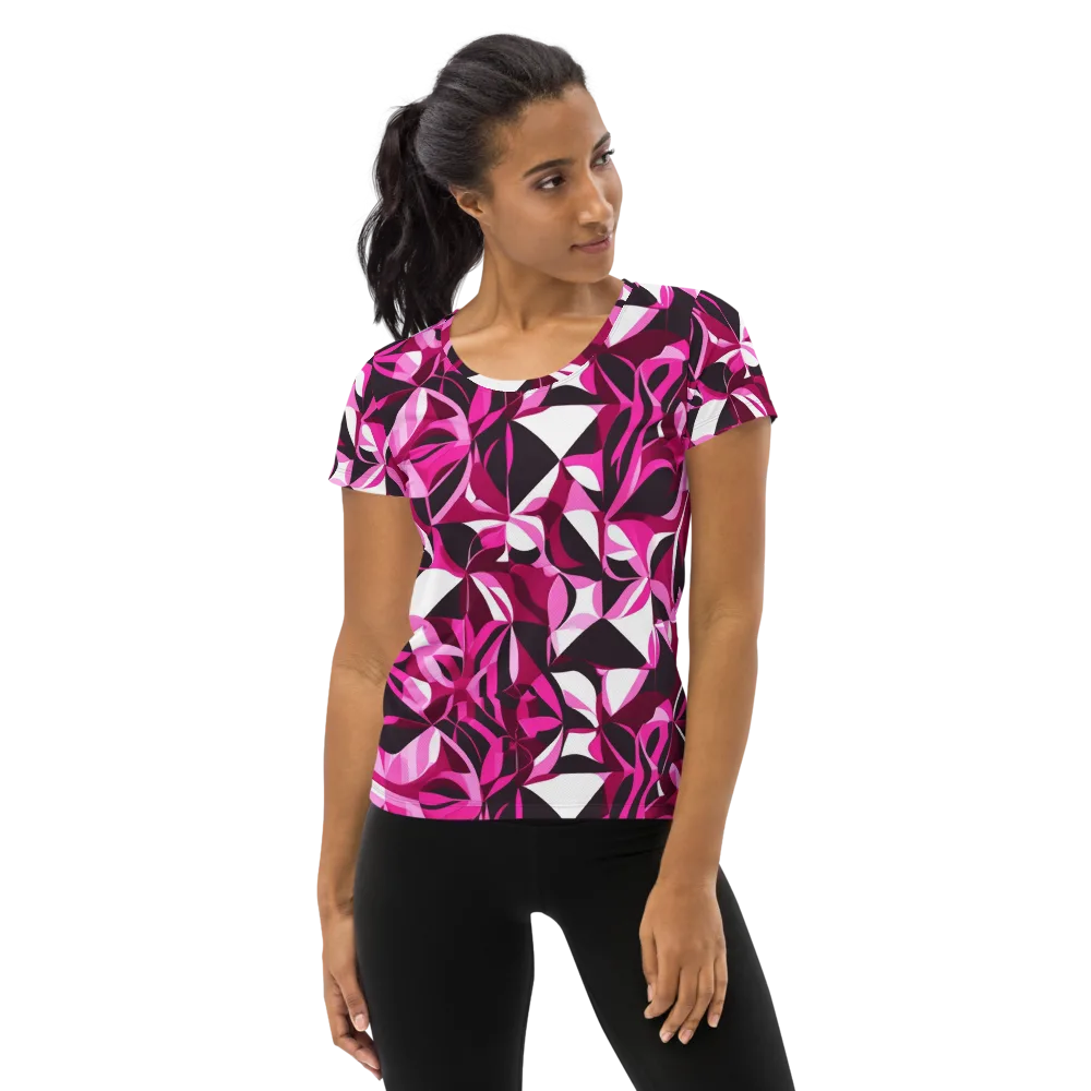 Fuchsia Kaleidoscope on Women's Athletic T-Shirt — Front
