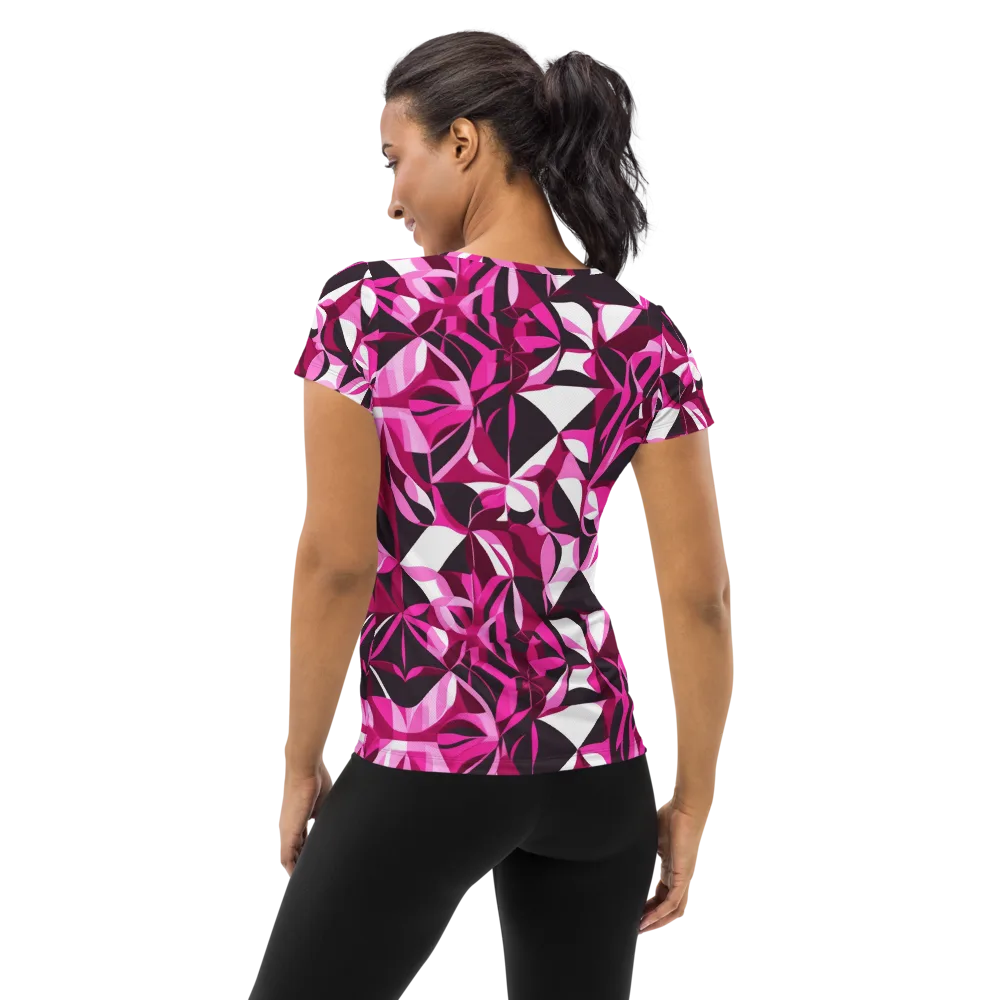 Fuchsia Kaleidoscope on Women's Athletic T-Shirt — Back