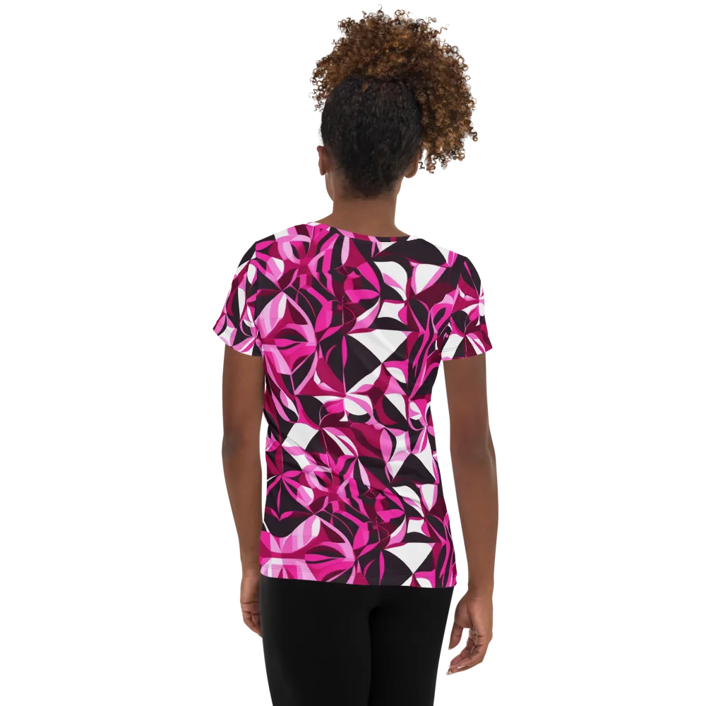 Fuchsia Kaleidoscope on Women's Athletic T-Shirt — Back
