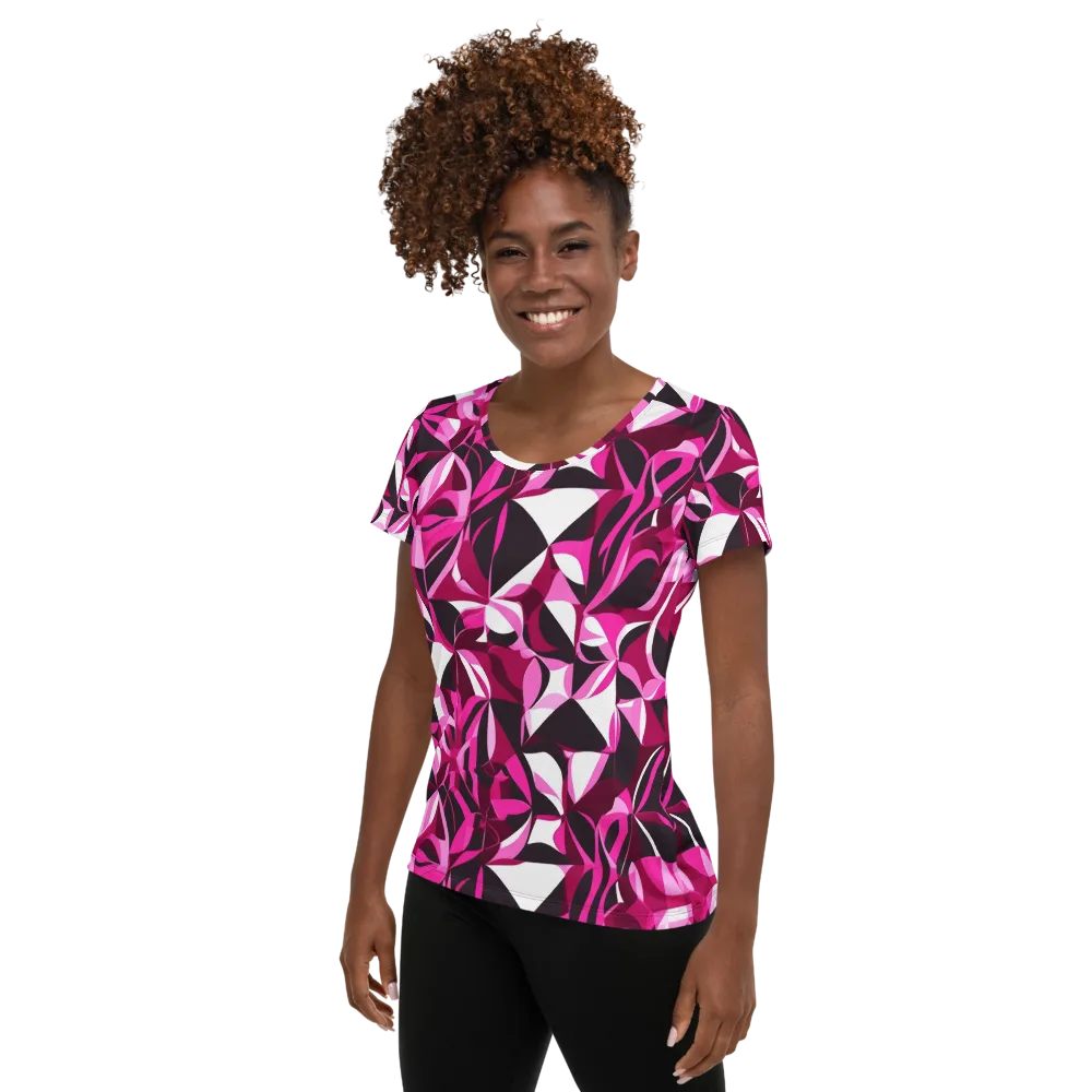 Fuchsia Kaleidoscope on Women's Athletic T-Shirt — Left