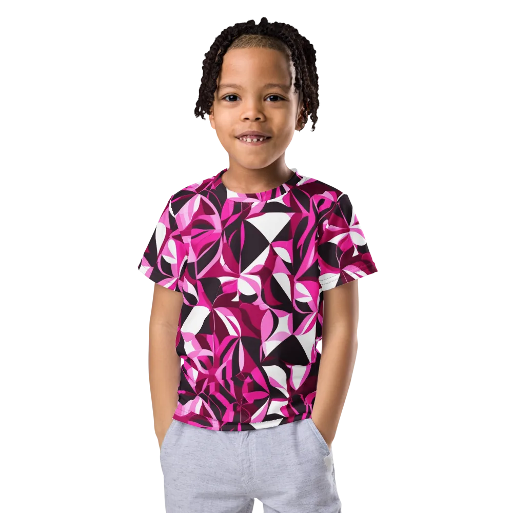 Fuchsia Kaleidoscope on Kids Crew Neck T-Shirt — Front