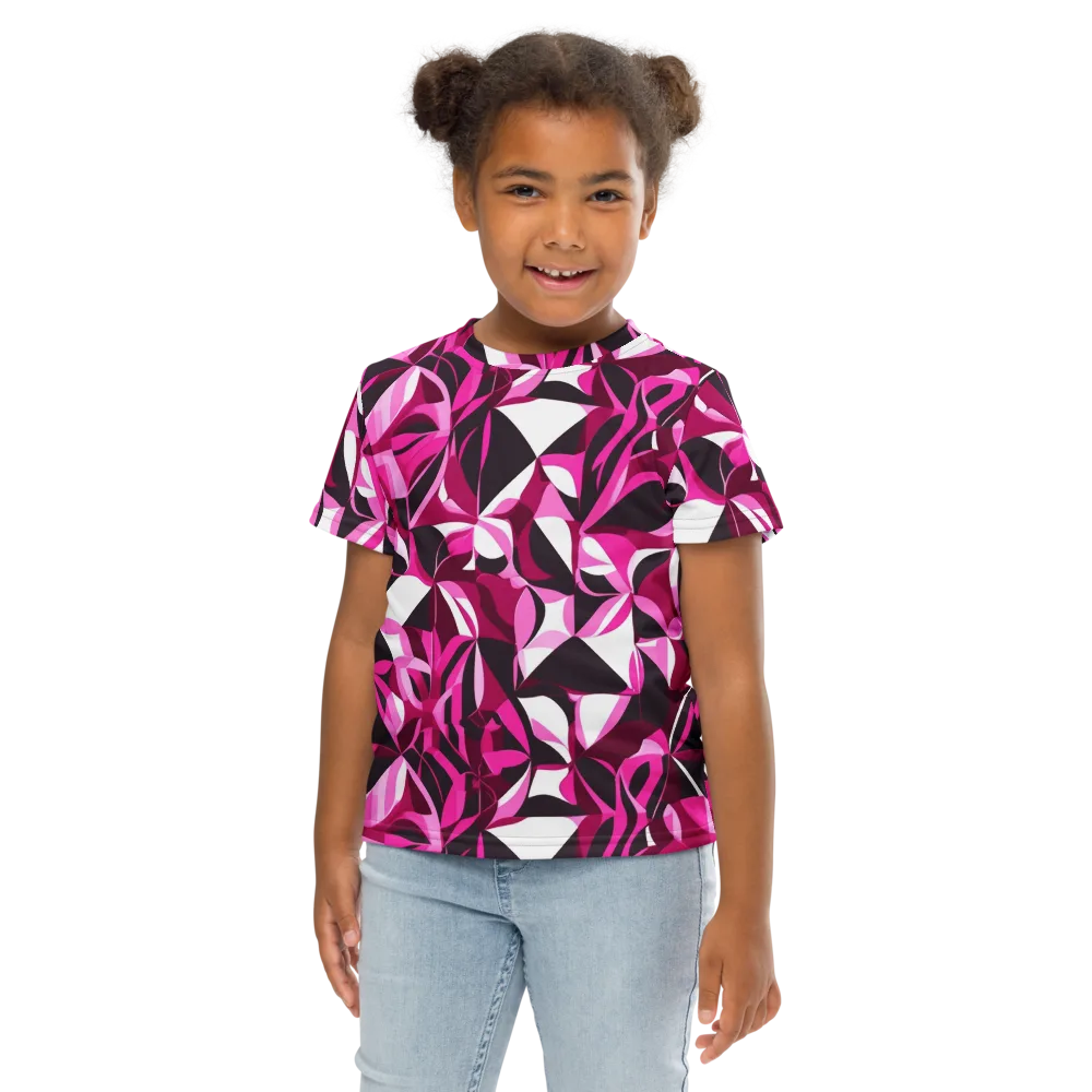 Fuchsia Kaleidoscope on Kids Crew Neck T-Shirt — Front