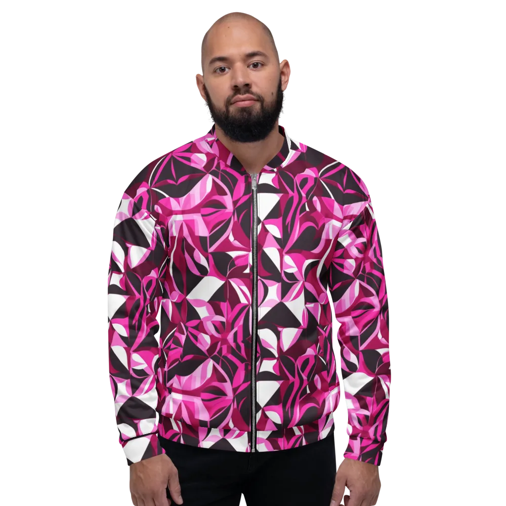 Fuchsia Kaleidoscope on Bomber Jacket — Front