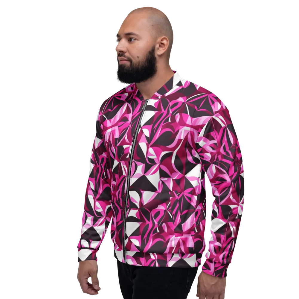 Fuchsia Kaleidoscope on Bomber Jacket — Left