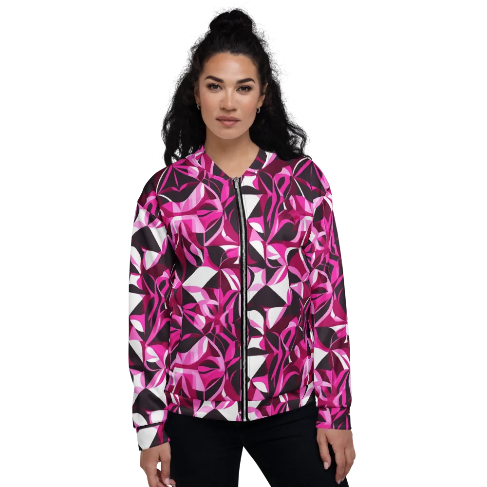 Fuchsia Kaleidoscope on Bomber Jacket — Front