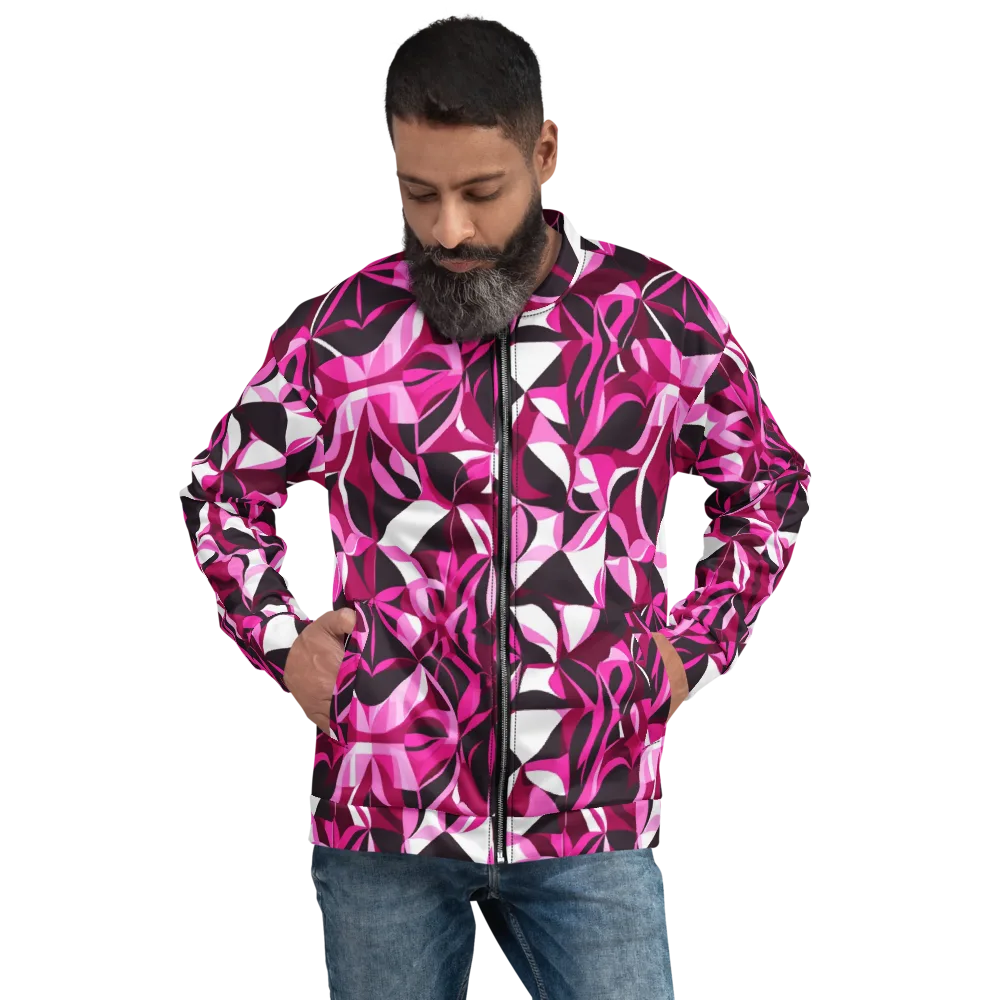 Fuchsia Kaleidoscope on Bomber Jacket — Front