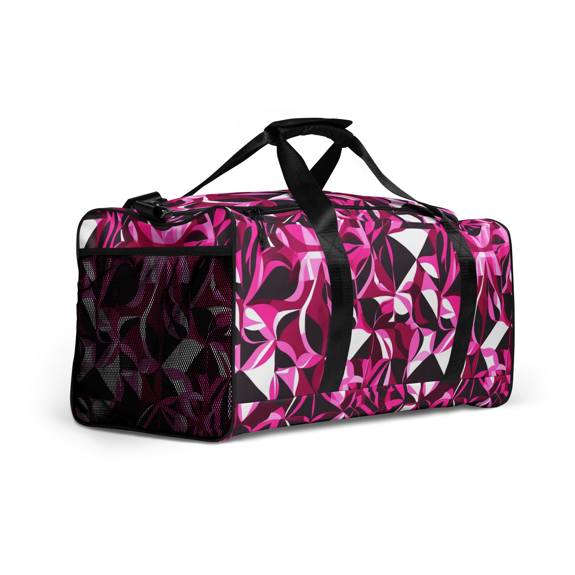 Fuchsia Kaleidoscope on Duffle Bag — Right Front