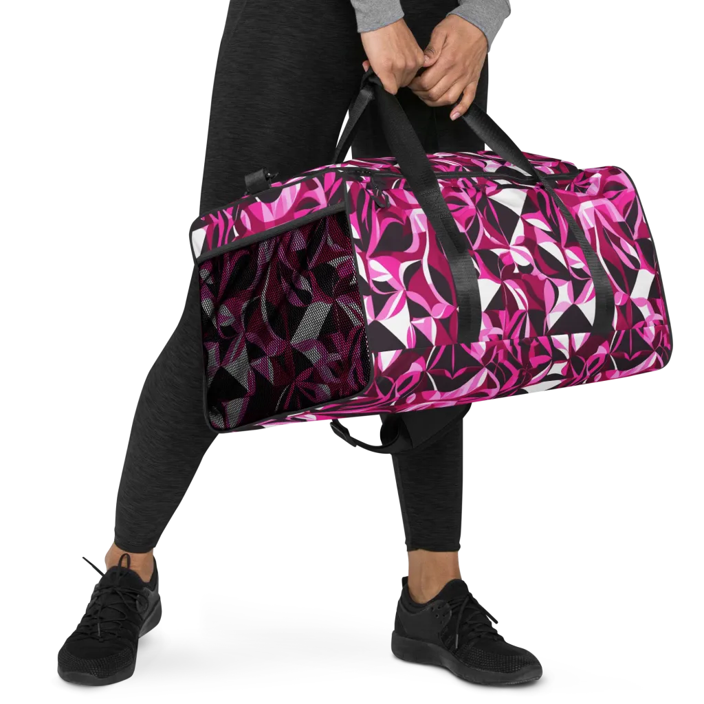 Fuchsia Kaleidoscope on Duffle Bag — Right Front