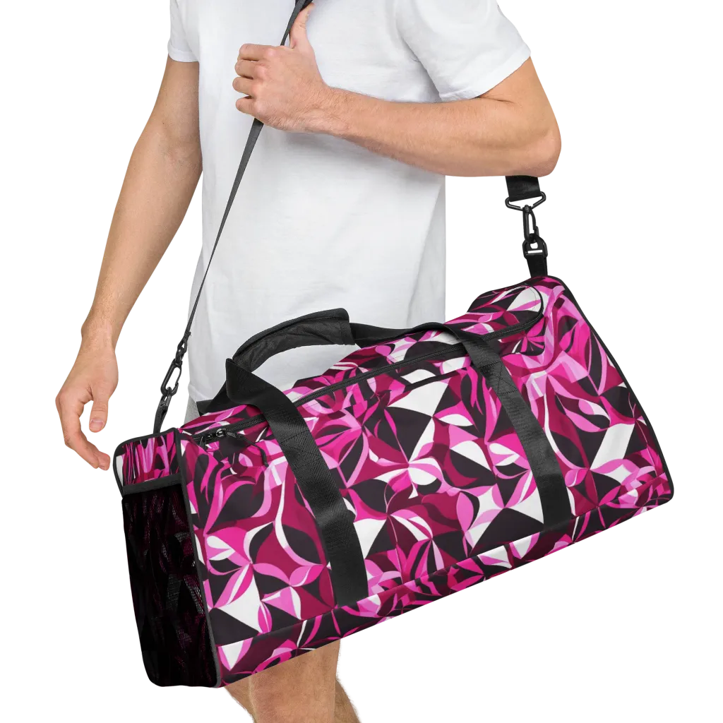 Fuchsia Kaleidoscope on Duffle Bag — Right Front
