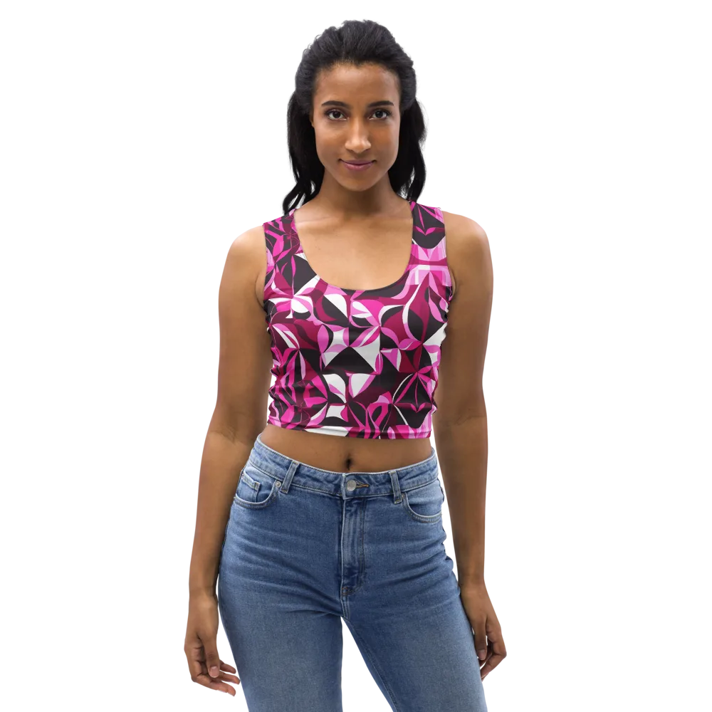 Fuchsia Kaleidoscope on Crop Top — Front