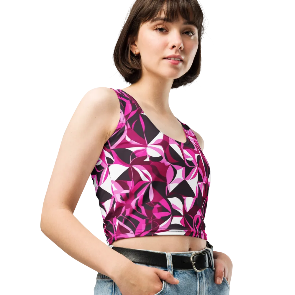 Fuchsia Kaleidoscope on Crop Top — Right Front