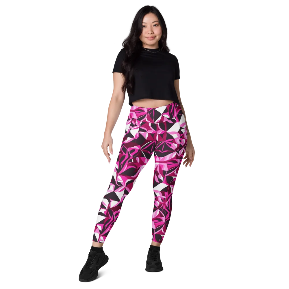 Fuchsia Kaleidoscope on Leggings with Pockets — Front