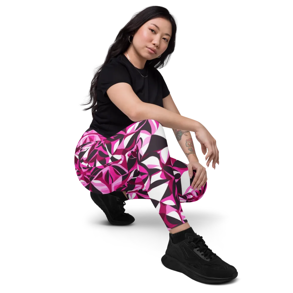 Fuchsia Kaleidoscope on Leggings with Pockets — Right Front