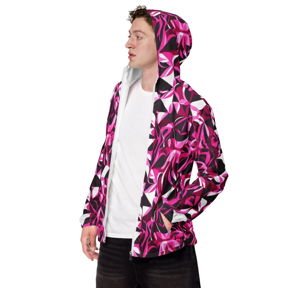 Fuchsia Kaleidoscope on Men's Windbreaker — Left Front