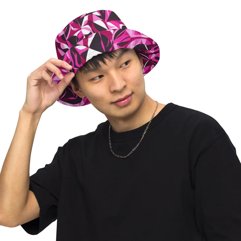 Fuchsia Kaleidoscope on Reversible Bucket Hat — Front Inside