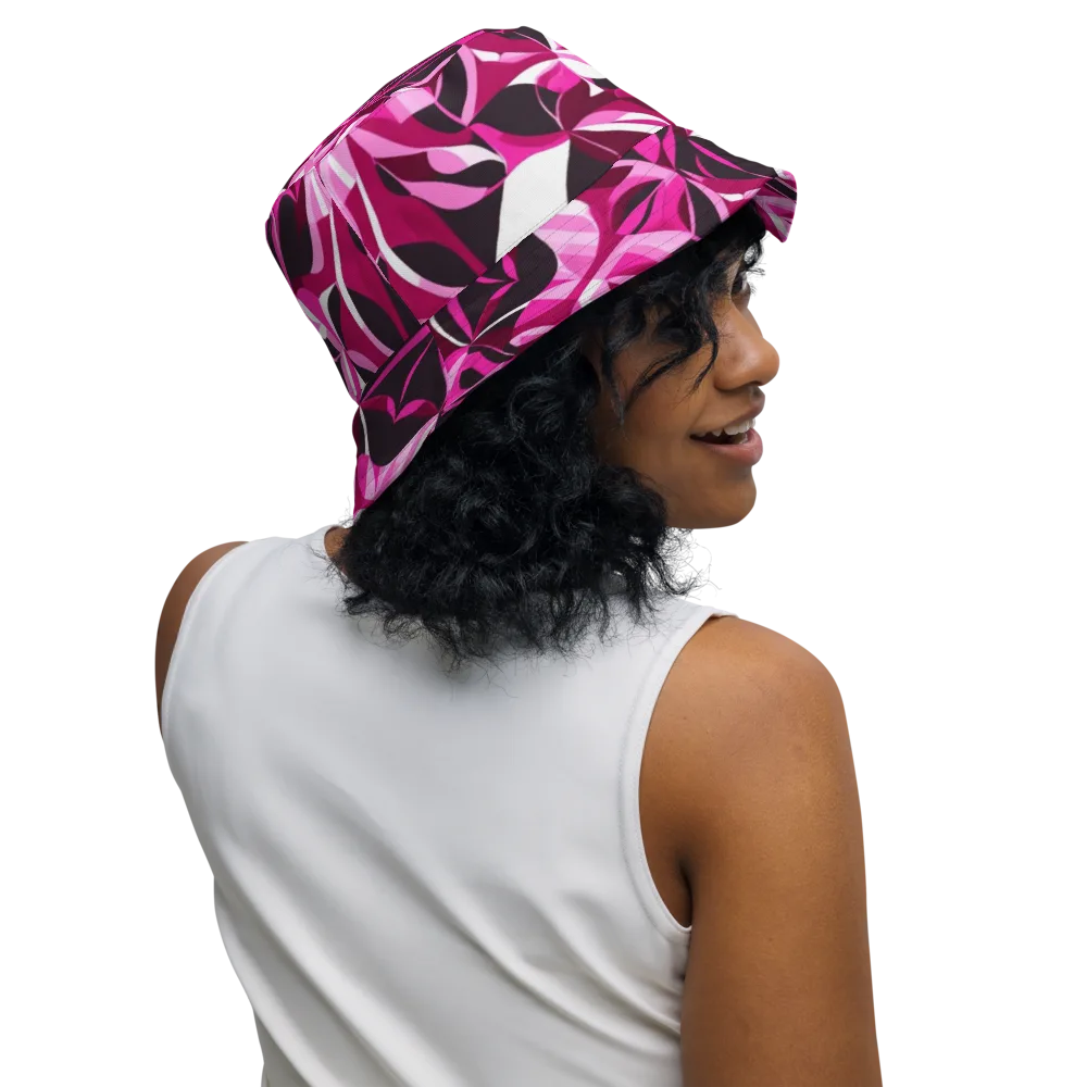 Fuchsia Kaleidoscope on Reversible Bucket Hat — Right Outside