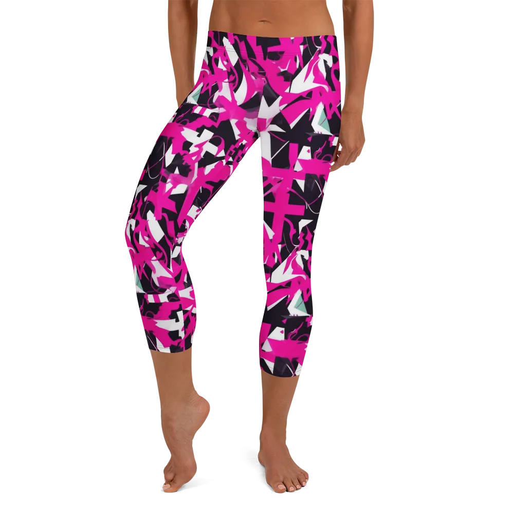 Hyperpop Geometry on Capri Leggings — Front