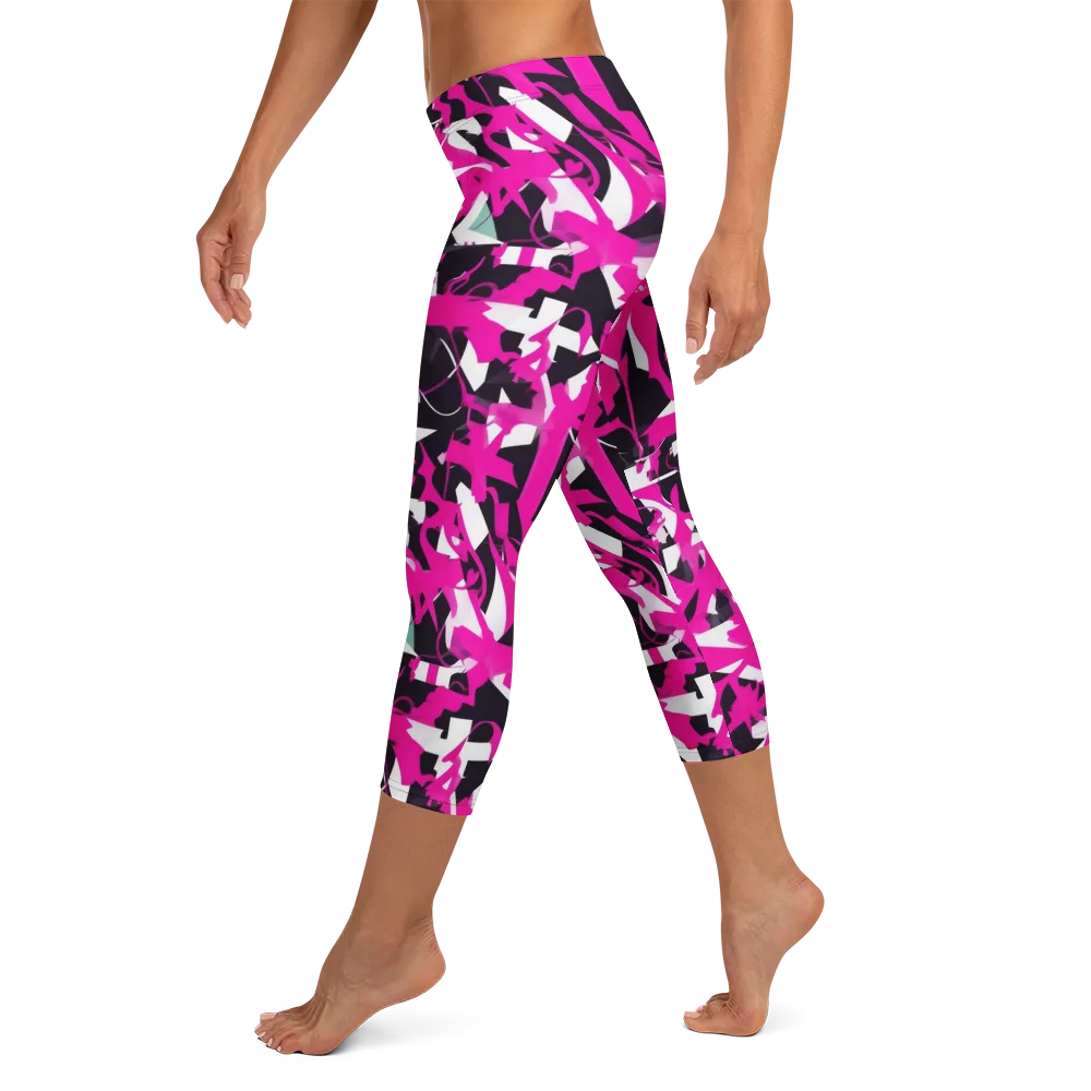 Hyperpop Geometry on Capri Leggings — Left