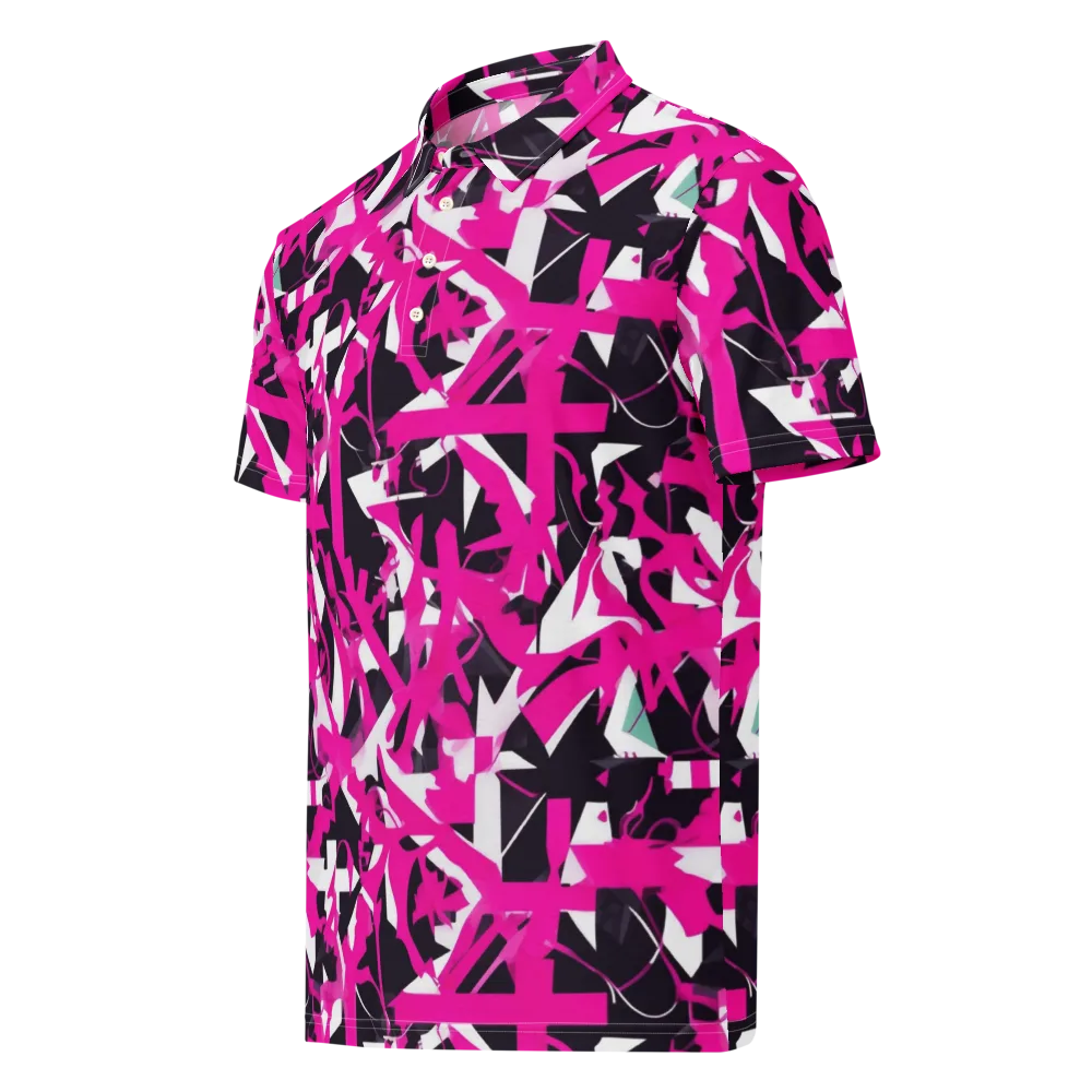 Hyperpop Geometry on Men's Slim Fit Polo Shirt — Left Front