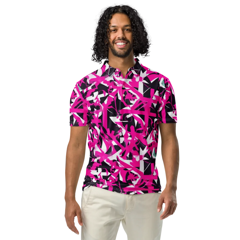 Hyperpop Geometry on Men's Slim Fit Polo Shirt — Front