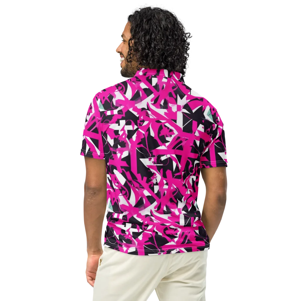 Hyperpop Geometry on Men's Slim Fit Polo Shirt — Back