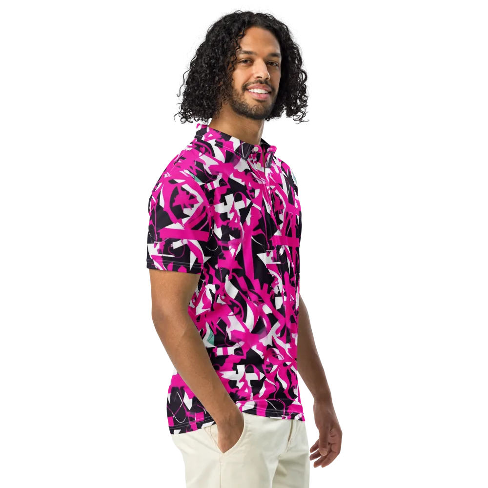 Hyperpop Geometry on Men's Slim Fit Polo Shirt — Right Front
