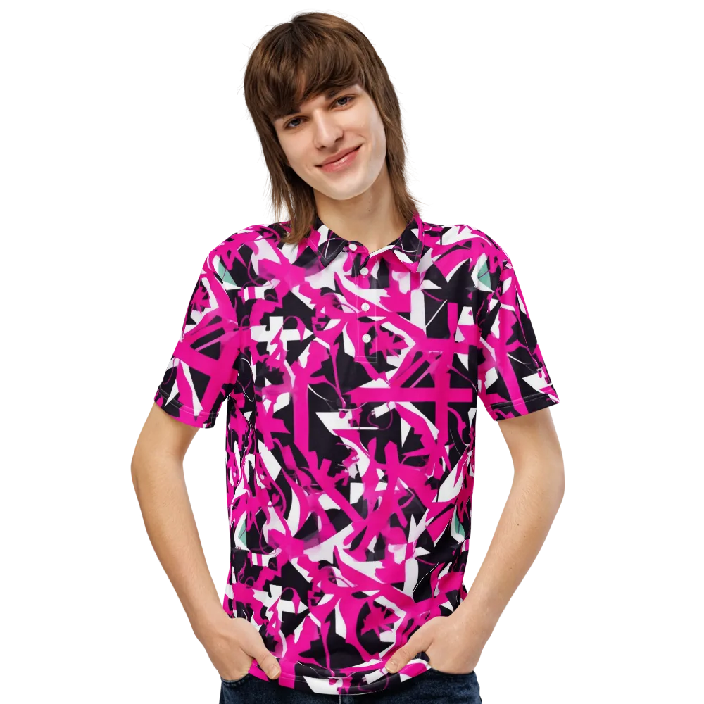 Hyperpop Geometry on Men's Slim Fit Polo Shirt — Front