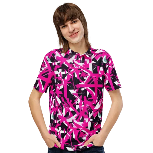 Hyperpop Geometry on a Men's Slim Fit Polo Shirt