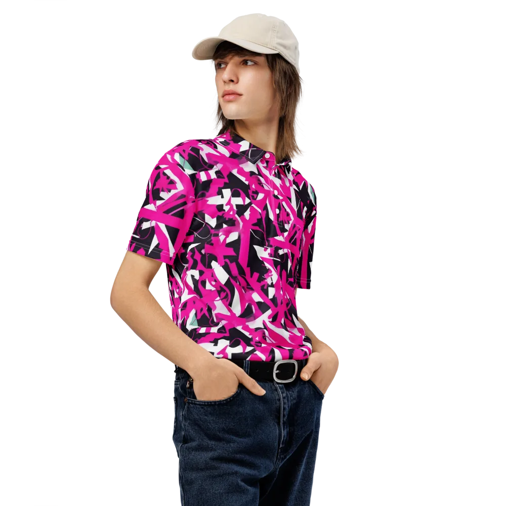 Hyperpop Geometry on Men's Slim Fit Polo Shirt — Right Front
