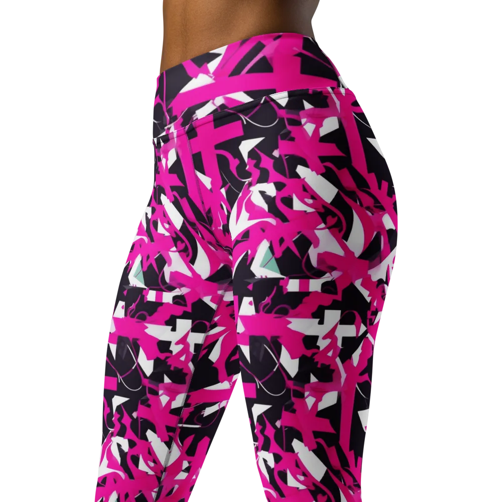 Hyperpop Geometry on Yoga Leggings — Left Front