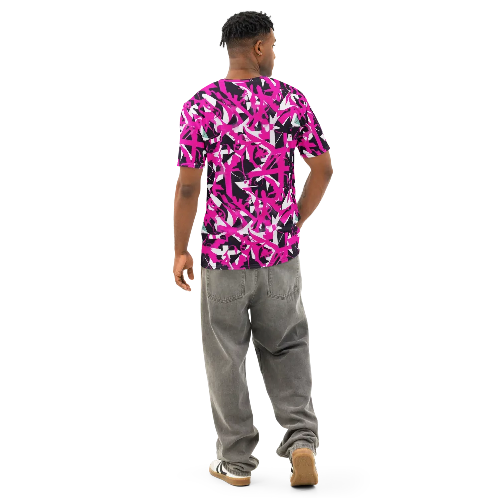 Hyperpop Geometry on Men's Cotton Crew Neck T-Shirt — Back