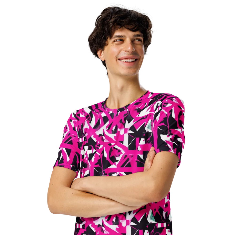 Hyperpop Geometry on Men's Crew Neck T-Shirt — Left Front
