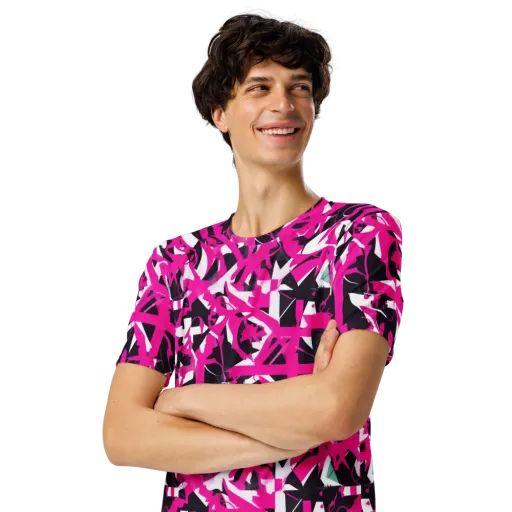Hyperpop Geometry on a Men's Crew Neck T-Shirt