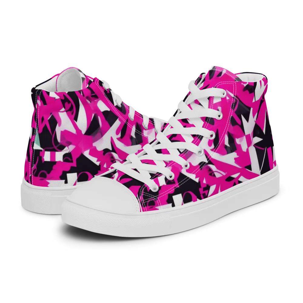 Hyperpop Geometry on Men's High Top Canvas Shoes — Left
